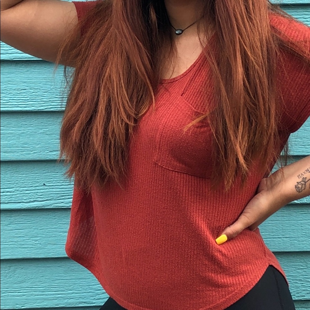 Orange/Red T Shirt w/ Pocket